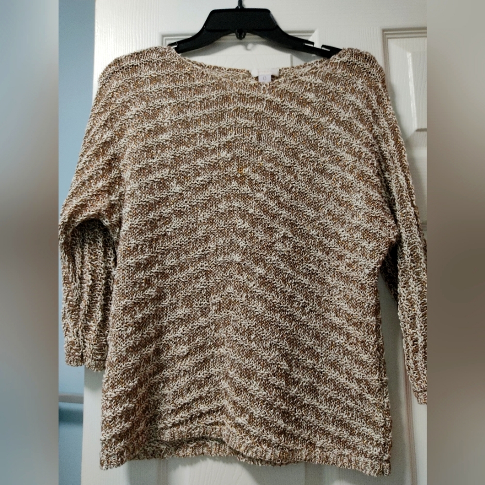 Chico's gold brown metallic sweater size 0/S